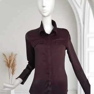 Zara Chic Chocolate Button Down Shirt